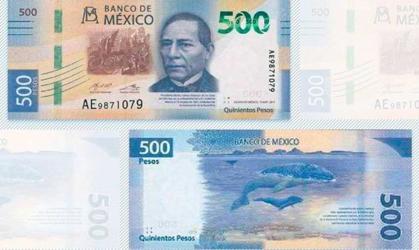 Mexico's New 500 Peso Banknote Features Benito Juárez, Gray Whale